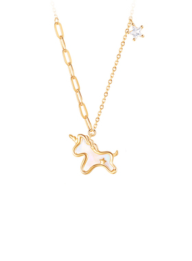 小众简约女纯银百搭独角兽项链