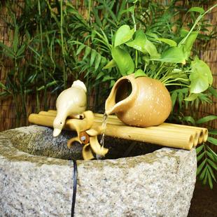 古法养鱼缸装饰造景陶罐复古流水循环摆件陶瓷罐子过滤缺口倒花瓶