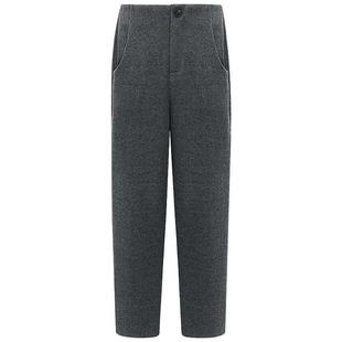 COCOBELLA复古人字纹通勤九分哈伦裤冬毛呢通勤休闲裤PA3007