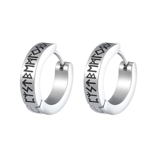 黑色神话符文钛合金耳环男士耳钉男款钛钢耳骨钉耳圈耳扣男生耳饰