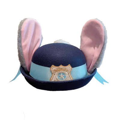 疯狂动物城卡通风兔子警官朱迪圆顶礼帽女冬季可爱长耳朵毛绒帽子