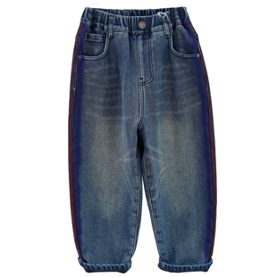 啦芙莱童装2025冬季季新款儿童加厚阔腿牛仔裤男女童老爹裤子2863