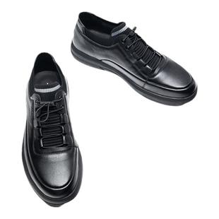 哈森男鞋秋冬2025新款男士商务休闲鞋一脚蹬厚底真皮鞋子男款增高