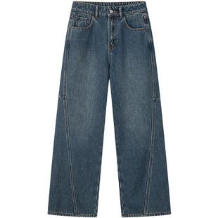 笛莎官方童装女童裤子冬季新款大童女孩青少年学生加绒复合老爹裤