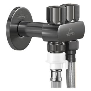 潜水艇加长一进二出角阀一分二三通分水阀全铜双控双出水三角阀