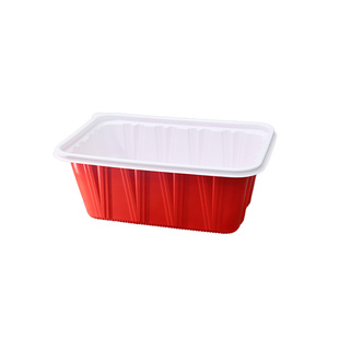 一次性餐盒打包盒外卖食品级长方形密封防漏可微波红色食品级材质