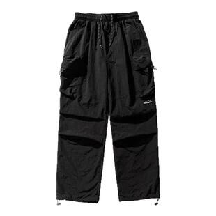 春夏季登山冲锋裤男宽松直筒束脚防泼水伞兵裤户外运动工装长裤子