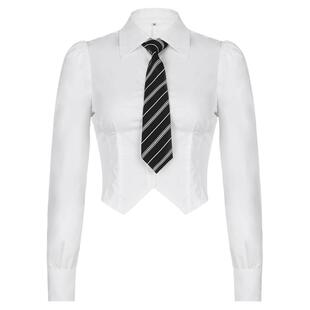 收腰jk制服衬衫女纯欲设计感辣妹上衣2026新款修身短款长袖白衬衣