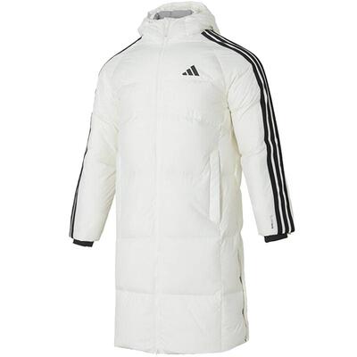 劲浪adidas阿迪达斯断码清仓男子运动长款三条纹羽绒服外套KC2497