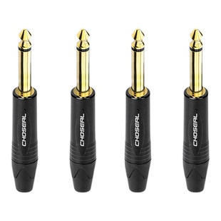 秋叶原6.35mm单双声道插头6.5大二三芯立体声音频焊接弯头线接头