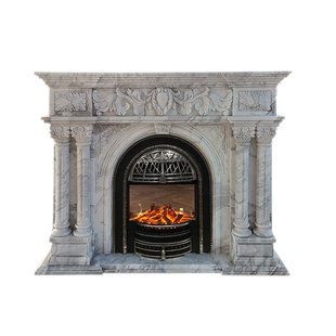 大理石房山汉白玉壁炉架爵士白法式欧式别墅客厅石雕装饰柜定制
