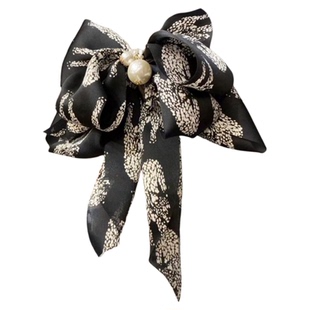 新款印花大蝴蝶结发夹发饰飘带头花韩国发卡后脑勺顶夹头饰马尾夹