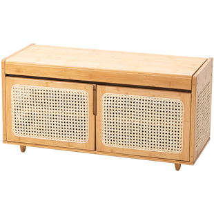 实木换鞋凳家用门口日式藤编鞋柜一体坐凳入户长条凳可坐式穿鞋凳