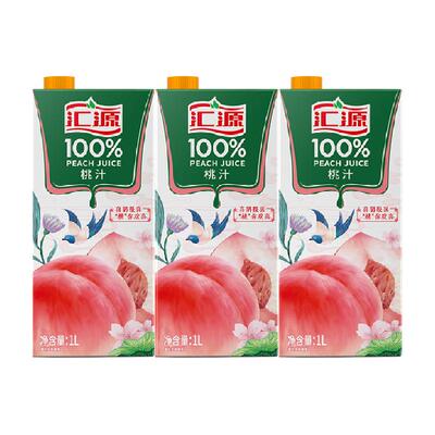 汇源100%纯桃汁果汁1L×3盒