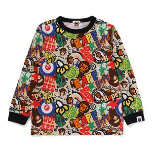BAPE童装25年秋冬童款卡通多图案长袖T恤005113P