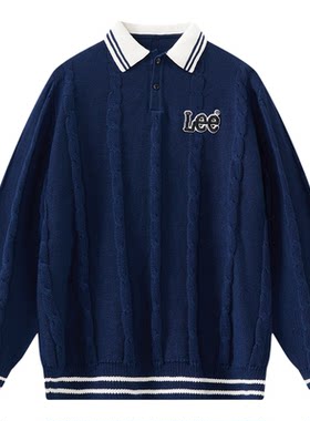Leekids学院风翻领保暖毛衣