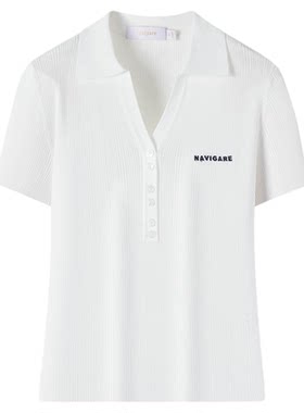 Navigare修身V领短袖Polo衫