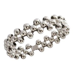 990足银小银珠戒指 手工编织食指拇指尾戒 三层 女 时尚韩版银饰