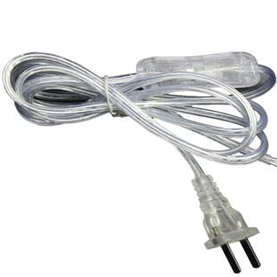 1.8米透明带304线上开关电线插头线AC灯具电源线插头台灯电线2芯