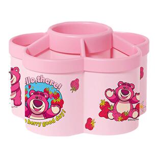 草莓熊贴纸加厚旋转笔筒多功能办公室桌面文具收纳盒大容量超学生儿童男女孩笔筒diy创意可爱桶架轻奢高级感