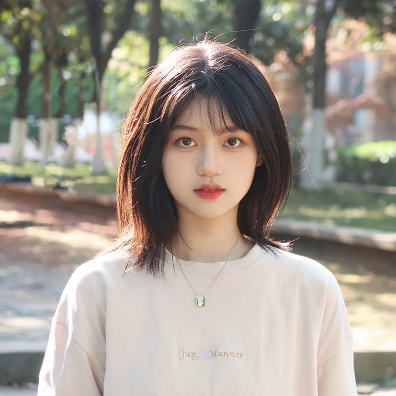 一鱼yiyu假发女短发夏季日系锁骨发减龄初恋短碎发型自然全头套式