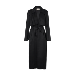 LYNEE【夜曲】2025秋新款醋酸羊毛混纺风衣外套女中长款气质外套