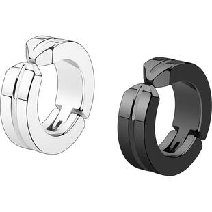 无耳洞钛钢耳环耳钉男生简约耳夹个性街高级感黑色女生单只礼物