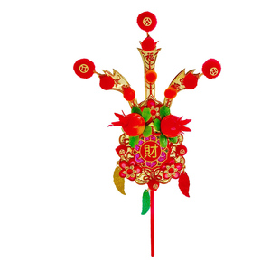 家用司命天公小对金花21cm铜制神花插香炉潮汕年尾谢神手工送红绸