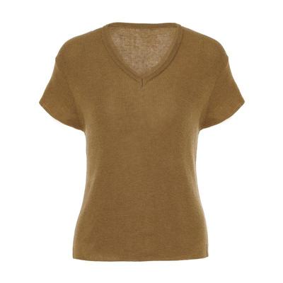 LYNEE 简约V领套头针织短袖T恤女休闲百搭上衣秋冬新款