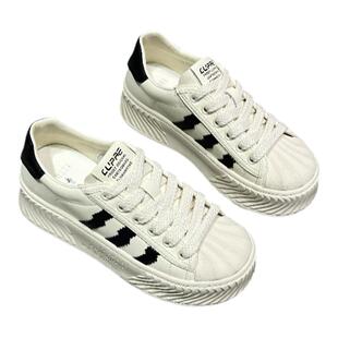 悦薇高品质女鞋厚底饼干小白鞋女百搭板鞋潮贝壳头透气运动休闲鞋