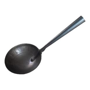 工地灰土瓢铁厚碳钢舀水泥勺子家用养殖饲料瓢长柄黑白色圆底水瓢