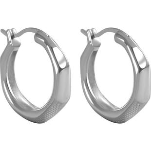 卡伦图白金素圈耳环圈圈女高级感大耳圈潺流气质纯银针耳饰2026新