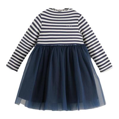 马克珍妮女童条纹弹力连衣裙