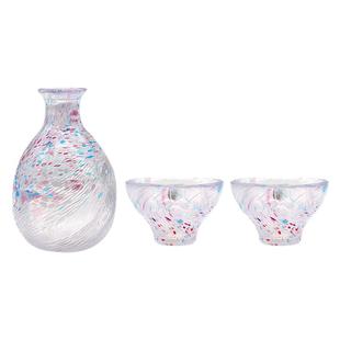 日本进口东洋佐佐木手工玻璃四季酒具彩色小酒杯清酒壶酒杯礼盒装