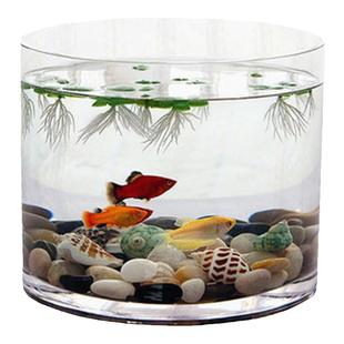 玻璃圆柱鱼缸特大号加厚办公室客厅桌面圆缸超白客厅鱼和龟混养缸