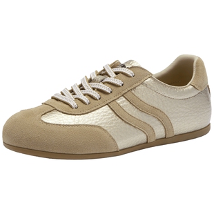 热风灰色德训鞋女款2025年冬季新款通勤平底休闲鞋百搭软底女鞋子