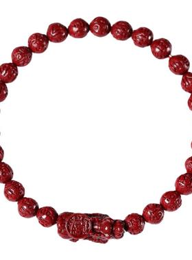 保真高含量紫金砂马朱砂貔貅手链