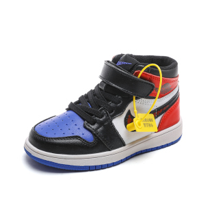 男童鞋子新款秋冬aj儿童鸳鸯鞋真皮女童高帮加绒二棉鞋韩潮运动鞋