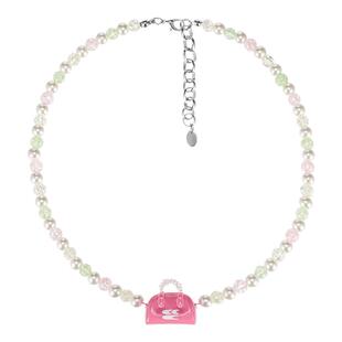 CryingCenter 夏日多巴胺彩豆珠珍珠mini波士顿手提包挂坠项链