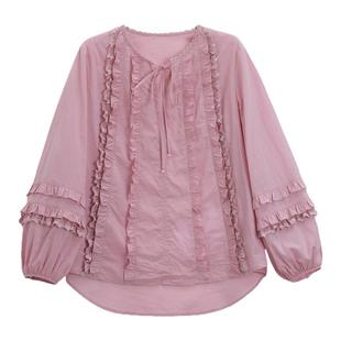 芭依璐2026春装新款长袖衬衫宽松显瘦时尚气质系带衬衣女洋气女装