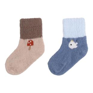 婴儿秋冬季加厚加绒保暖新生宝宝袜冬天无骨松口不勒腿中筒袜