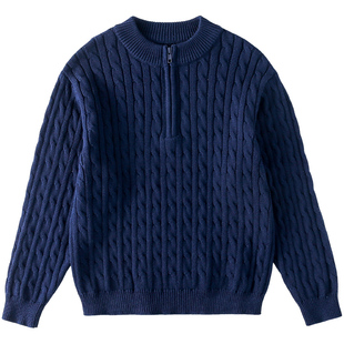 【100%棉】棉花堂儿童毛衣半拉链立领毛衣纯棉男童女童上衣春秋