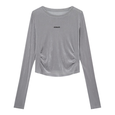 【设计师系列】Jamor加墨时尚抽褶高级灰高智感设计T恤上衣女26春