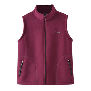 加绒加厚摇粒绒背心上衣秋冬装新款大码宽松显瘦妈妈装马夹中老年