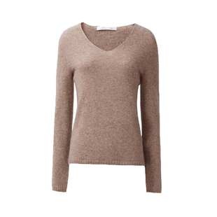 sdeer圣迪奥冬季女装简约V领山羊绒打底基本款针织衫S24483521