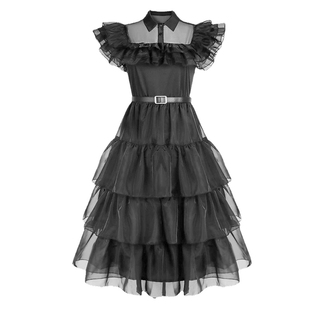 儿童星期三同款连衣裙wednesday哥特式裙子校服亚当斯一家cos服装