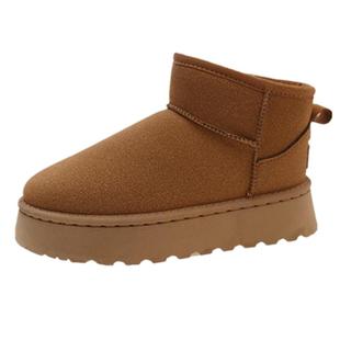 加绒雪地靴女外穿厚底2025年冬季新款皮毛一体短筒靴加厚防滑棉鞋