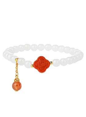 和田玉圆珠手串生日礼物女生