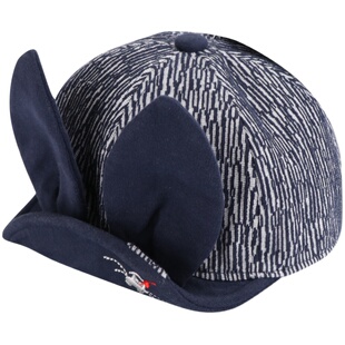 宝宝毛呢鸭舌女孩可爱秋冬保暖遮阳帽嘟嘟啦男婴幼儿兔耳朵棒球帽