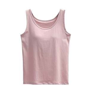 纯棉背心女带胸垫罩杯一体式文胸bra内搭大码休闲内衣打底吊带衫